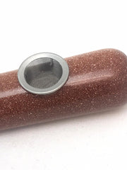 Real Natural healing stone pipe RED GOLD SAND