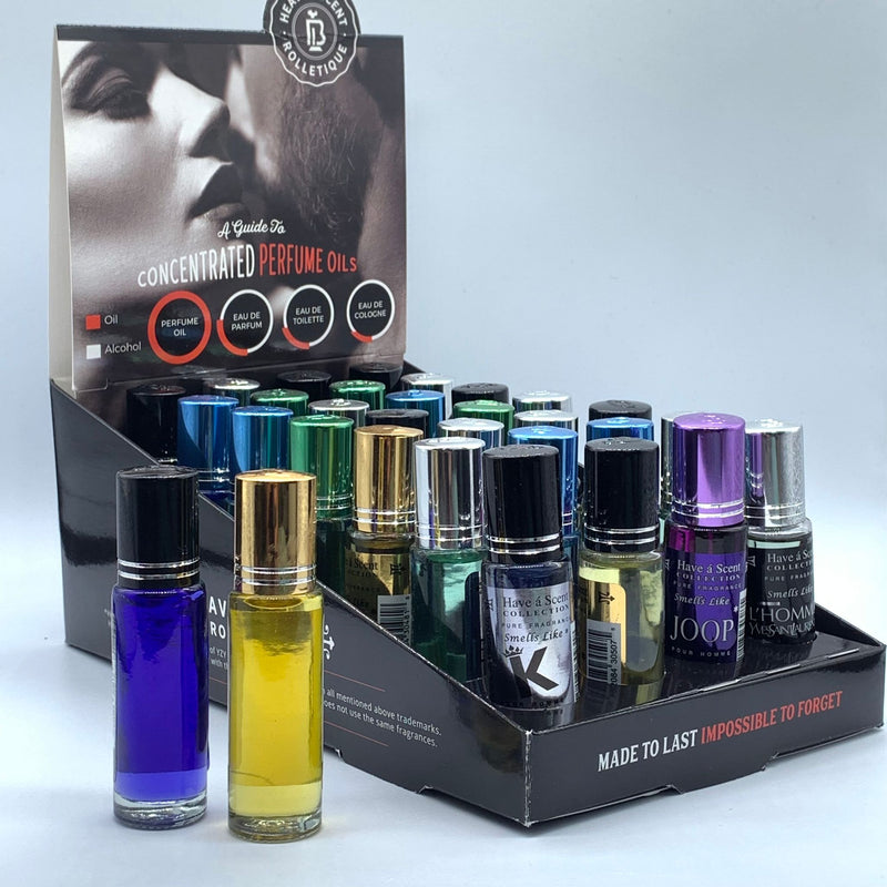 Concentrated perfume oils display for men x28 bottles 12ml