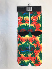 PSYCHEDELIC RASTA LEAVES printed socks