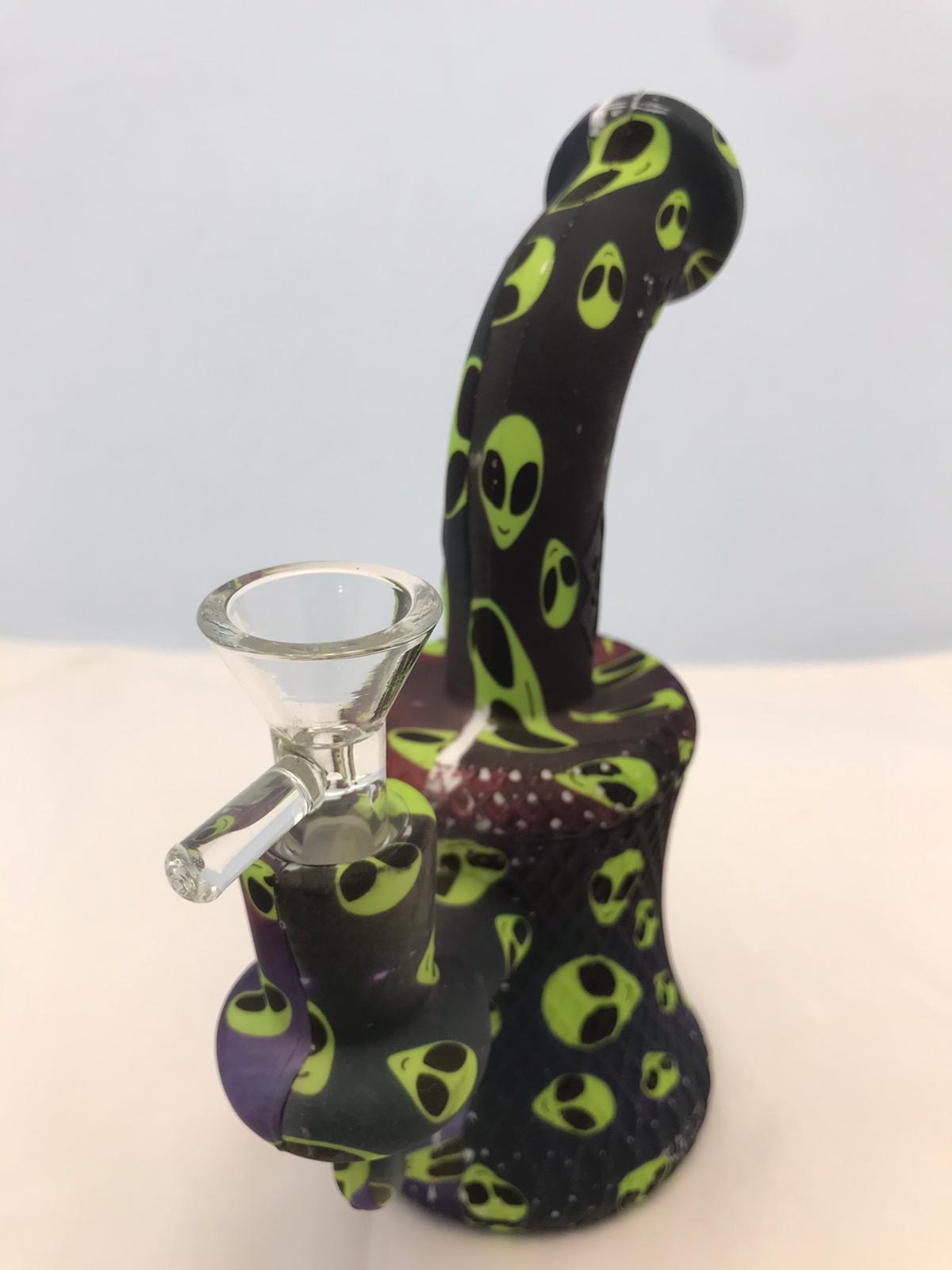 Silicon small curve bong printed ALIEN