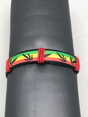 RASTA LEAVES BELT BRACELET DISPLAY OF 12