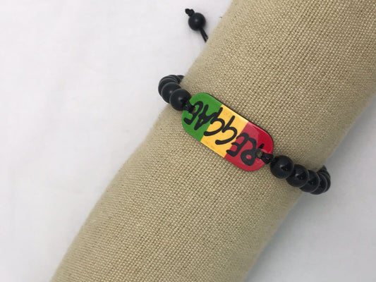 REGGAE RASTA LEAF BRACELET DISPLAY OF 12