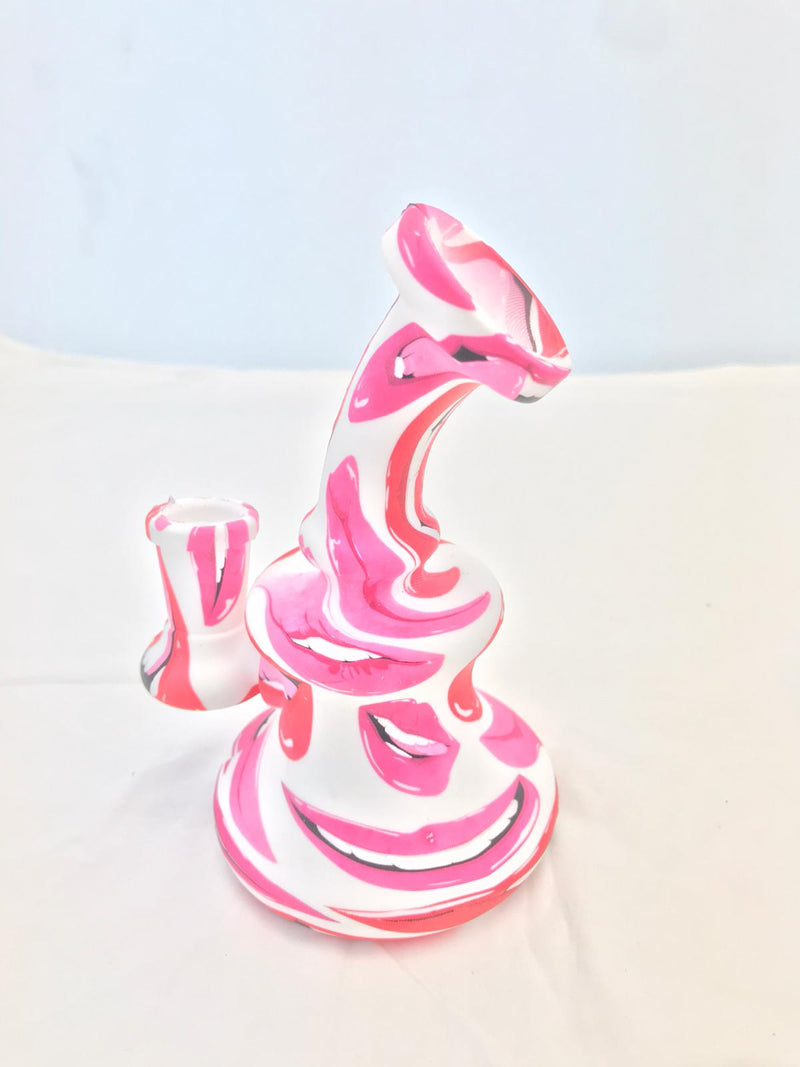 Silicon small round bong printed LIPS
