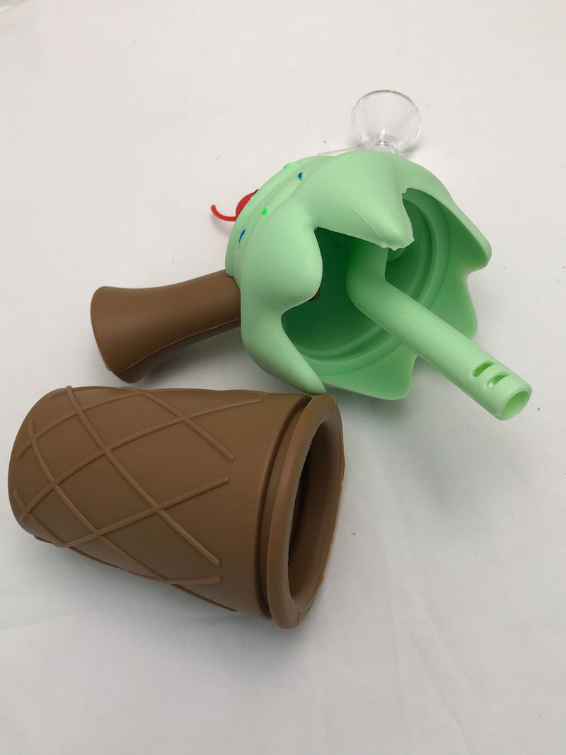 ICE CREAM PORTABLE SILICON BONG GREEN