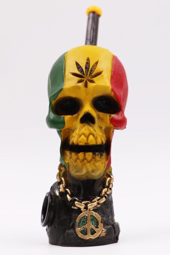 Resin Rasta skull pipe