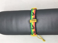 RASTA LEAVES BELT BRACELET DISPLAY OF 12