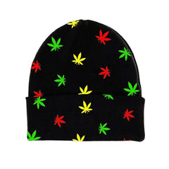 Weed leaves print beanie RASTA