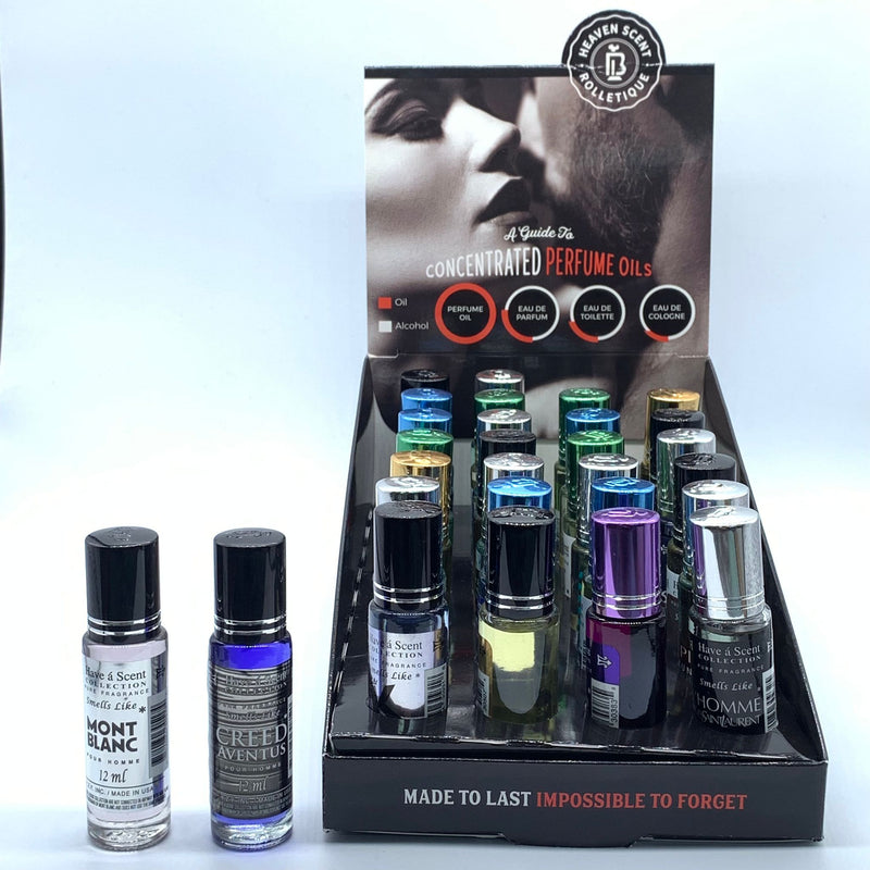 Concentrated perfume oils display for men x28 bottles 12ml