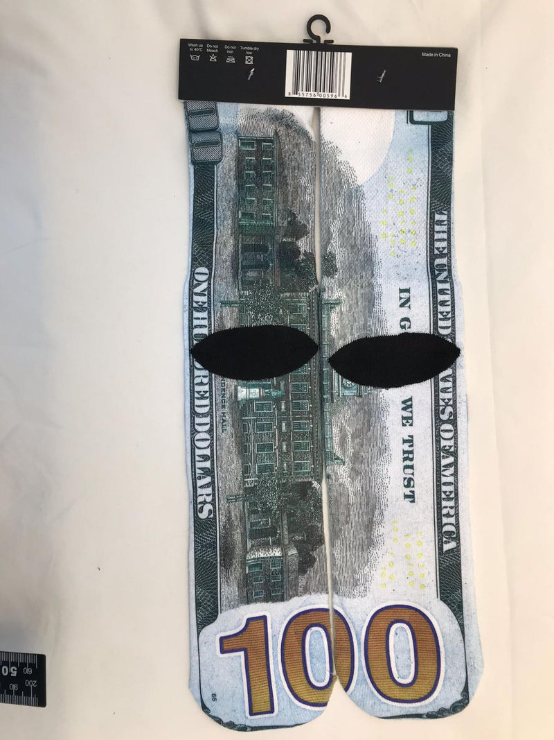 100 DOLLAR printed socks