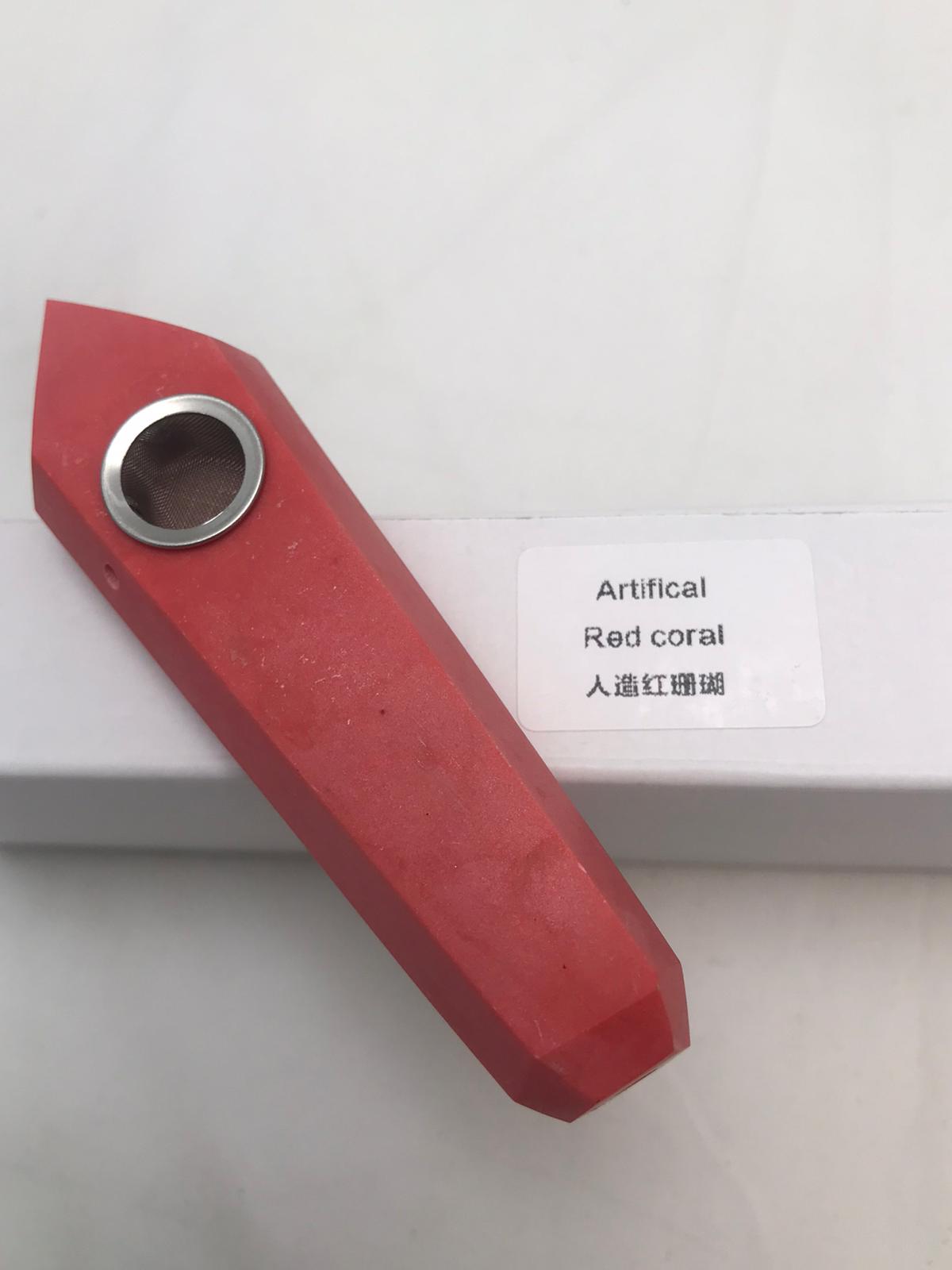 Real Natural healing stone pipe ARTIFICIAL RED CORAL