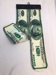 100 DOLLARS printed socks