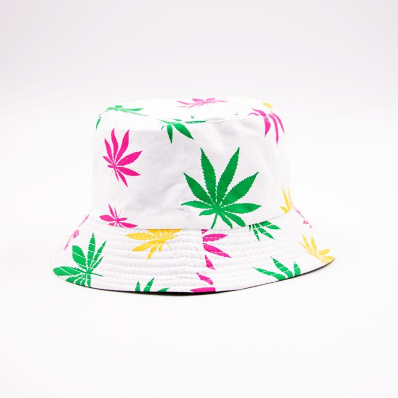 Weed print bucket hat WHITE/RAIMBOW